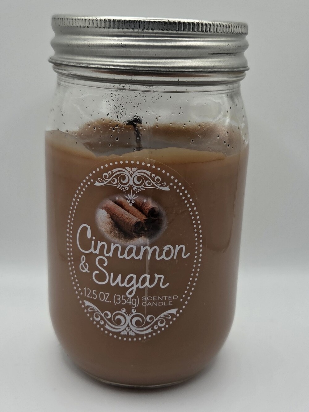 Cinnamon & Sugar Scented Jar Candle 12.5 oz Mason Jar Brown Comfort